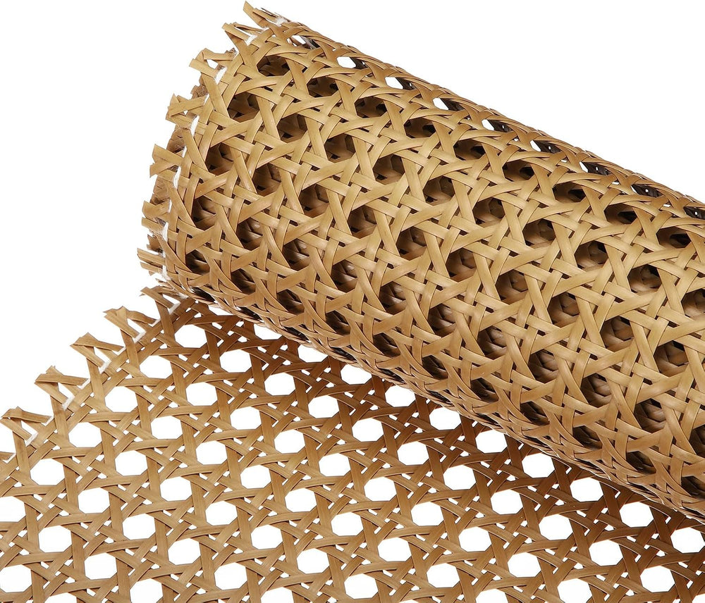 MECCANIXITY 24 Inch x 6.5 ft Plastic Rattan Cane Webbing Roll, Brown