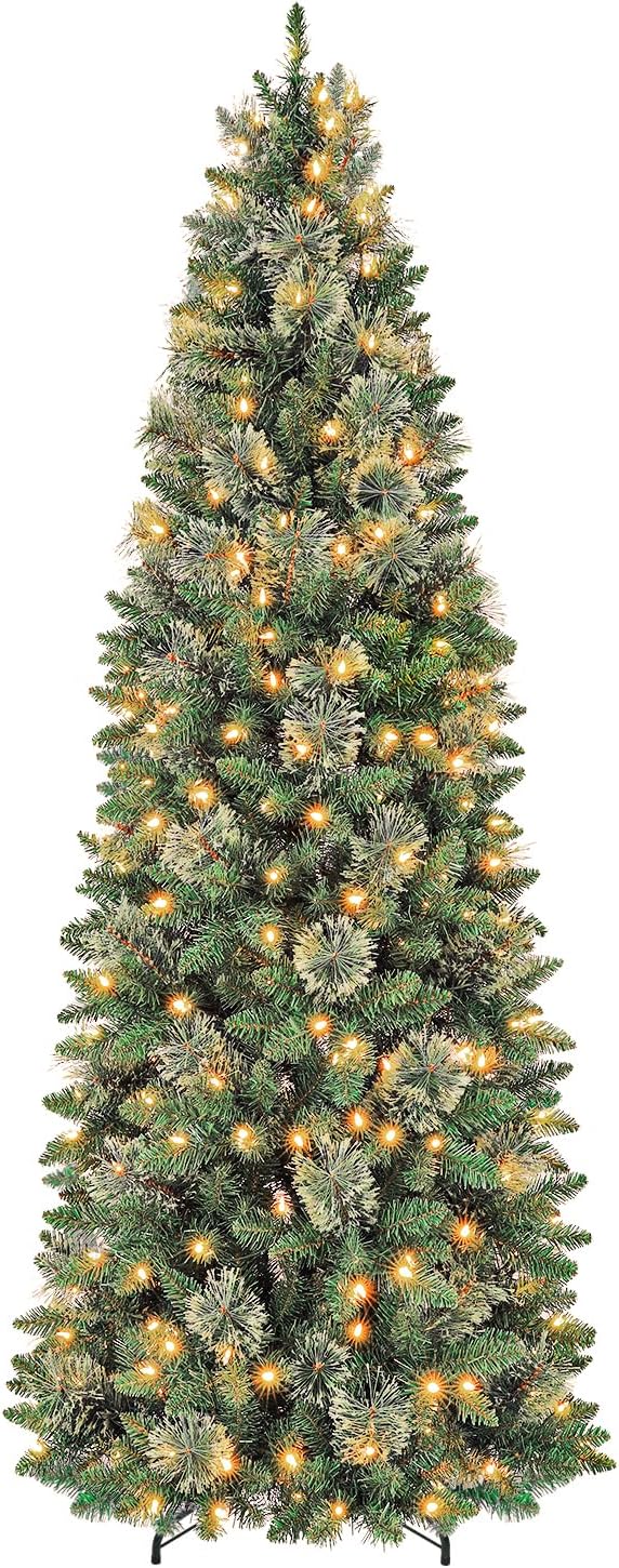 Hykolity 6 ft Pencil Prelit Christmas Tree with Pine Needles