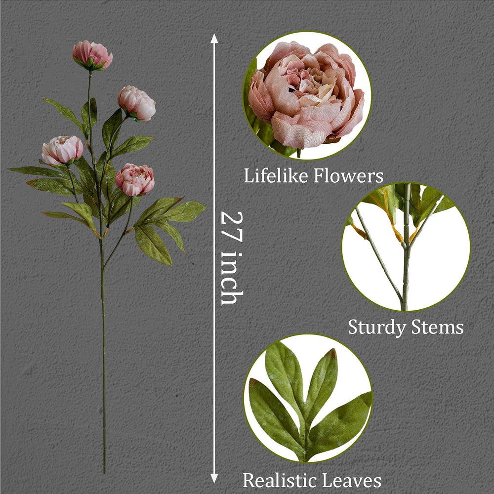 6Pcs Viral Peony Artificial Flowers for Vase
