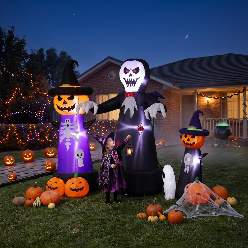 9FT Halloween Inflatables 7-in-1 Outdoor Yard Decoration with LED Lights
