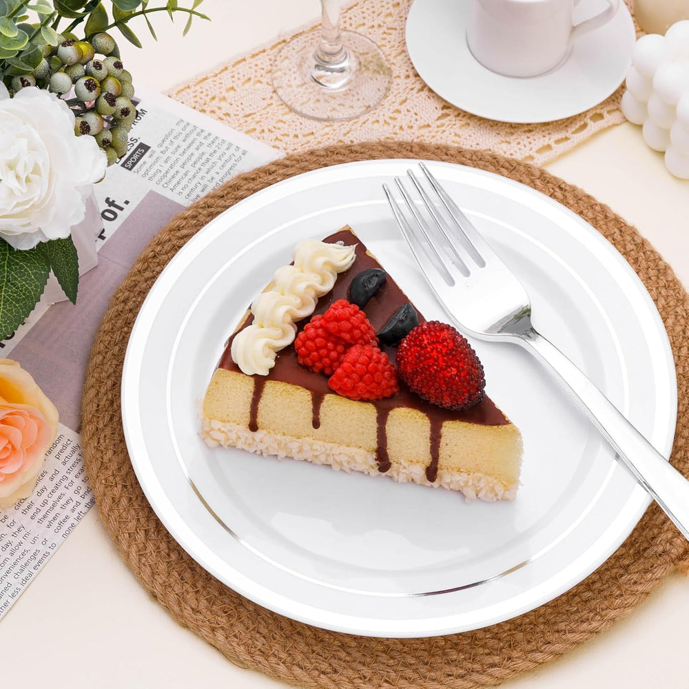 100PCS White Disposable Plastic Plates white plastic plates