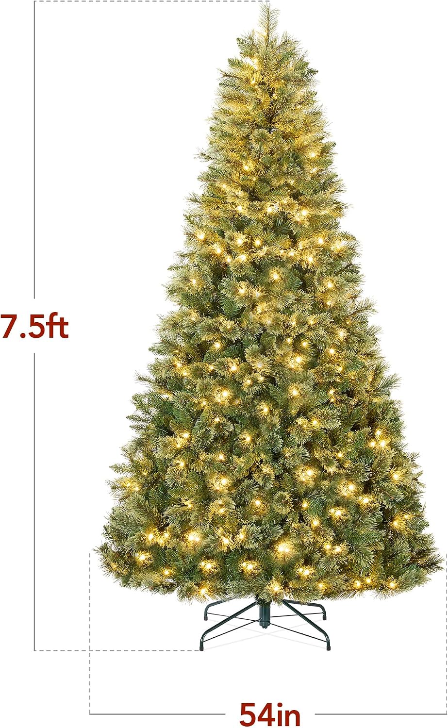 Best Choice Products 7.5ft Pre-Lit Cashmere Christmas Tree, Premium Artificia...