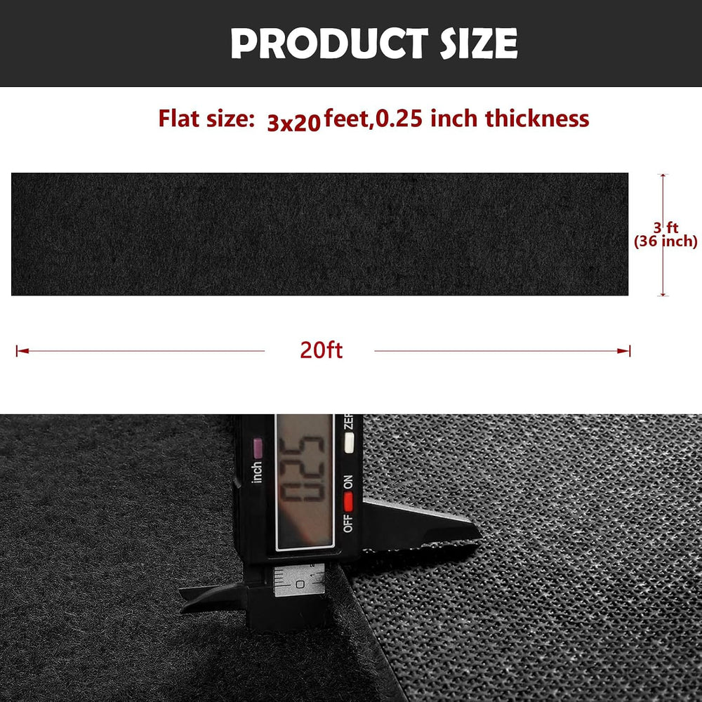 Extra Thick Black Carpet Runner 3 x 20Ft, Non-Slip TPR Rubber Backing, 450 GS...