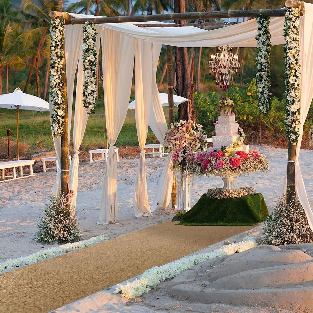 Tudomro 40 Inch x 30 Ft Extra Long Natural Burlap Wedding Aisle Runner Outdoo...