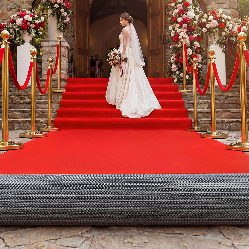 Extra Thick Red Carpet Runner for Party, 3ft x 30ft Red Runner Rug