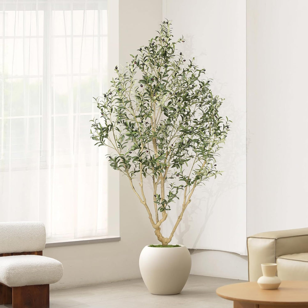 LYERSE Faux Olive Tree 8ft with Large Olive Branches and Lifelike Leaves