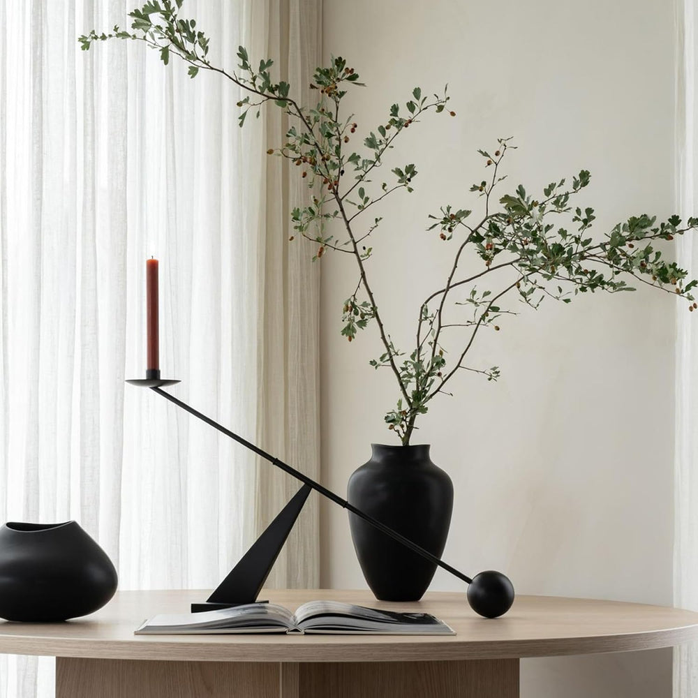 Modern Metal Black Taper Candle Holder,Decorative Candle Stand 19''