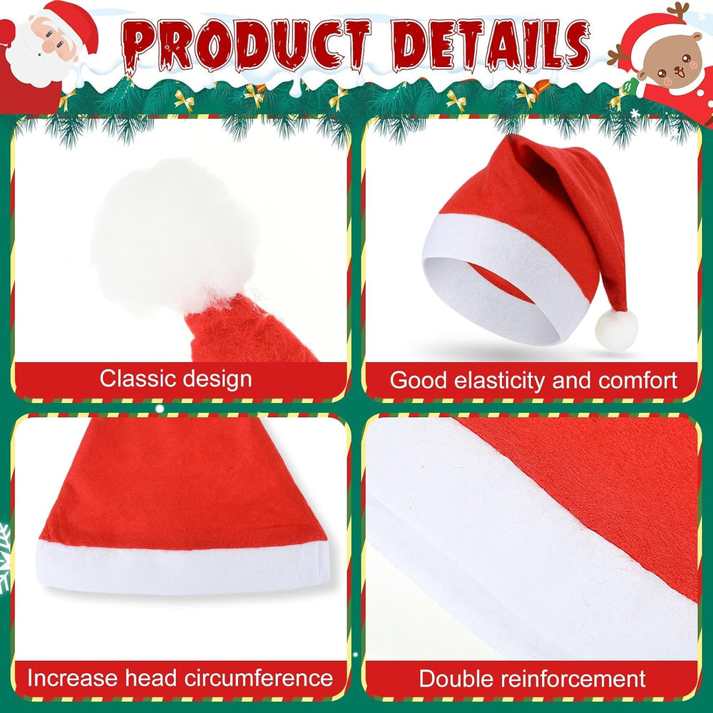 Hiboom 100 Piece Bulk Santa Hat Glasses Costume Set