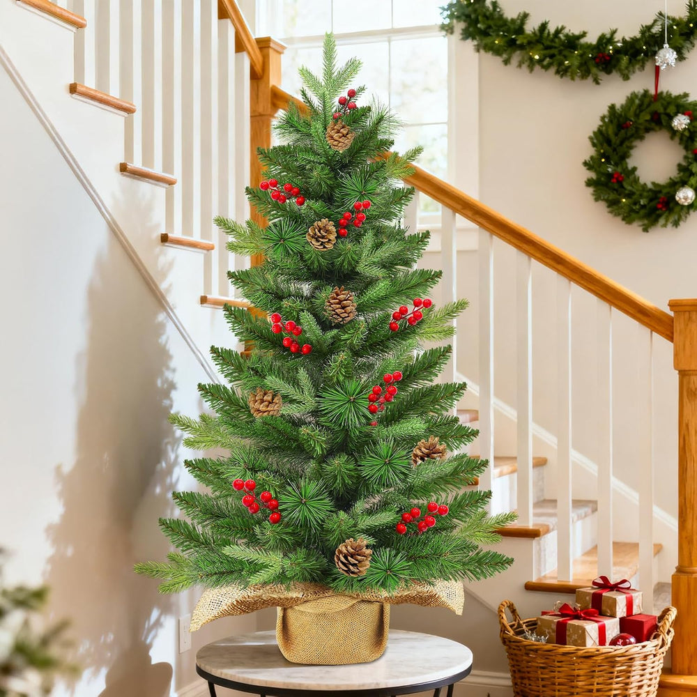 3ft Artificial Small Christmas Tree with Colorful Lights Timer