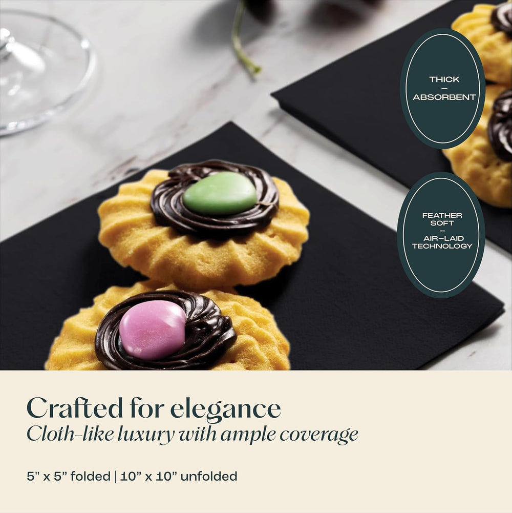 Disposable Linen-Feel Cocktail Napkins, 200-Pack 5" x 5" BURGUNDY P...