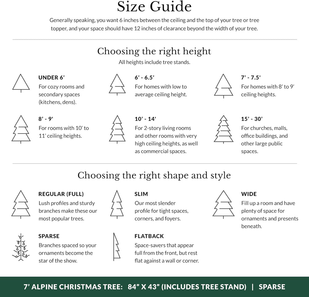 Balsam Hill 7ft Pre-Lit Alpine Christmas Tree - Sparse Artificial Christmas T...
