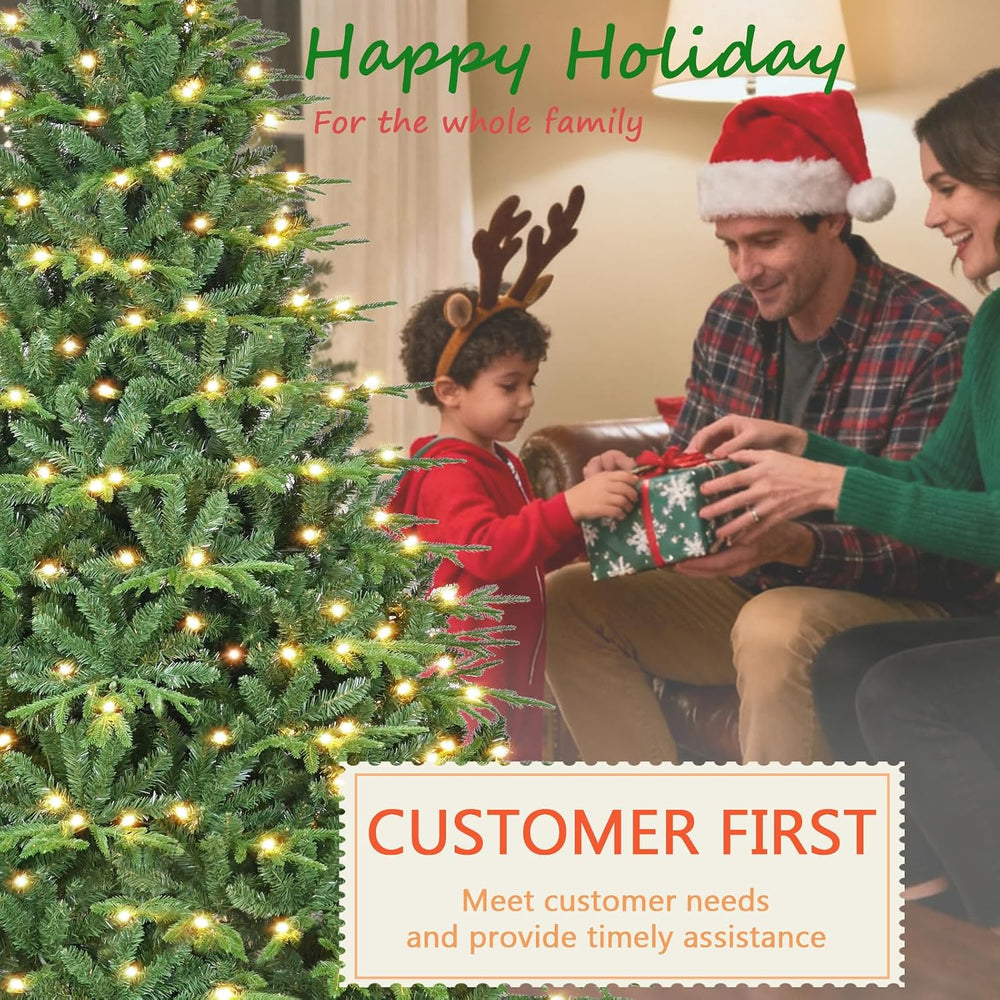 7.5ft Prelit Artificial Christmas Tree with 3348 PE PVC Tips, Premium Pre-Lit...