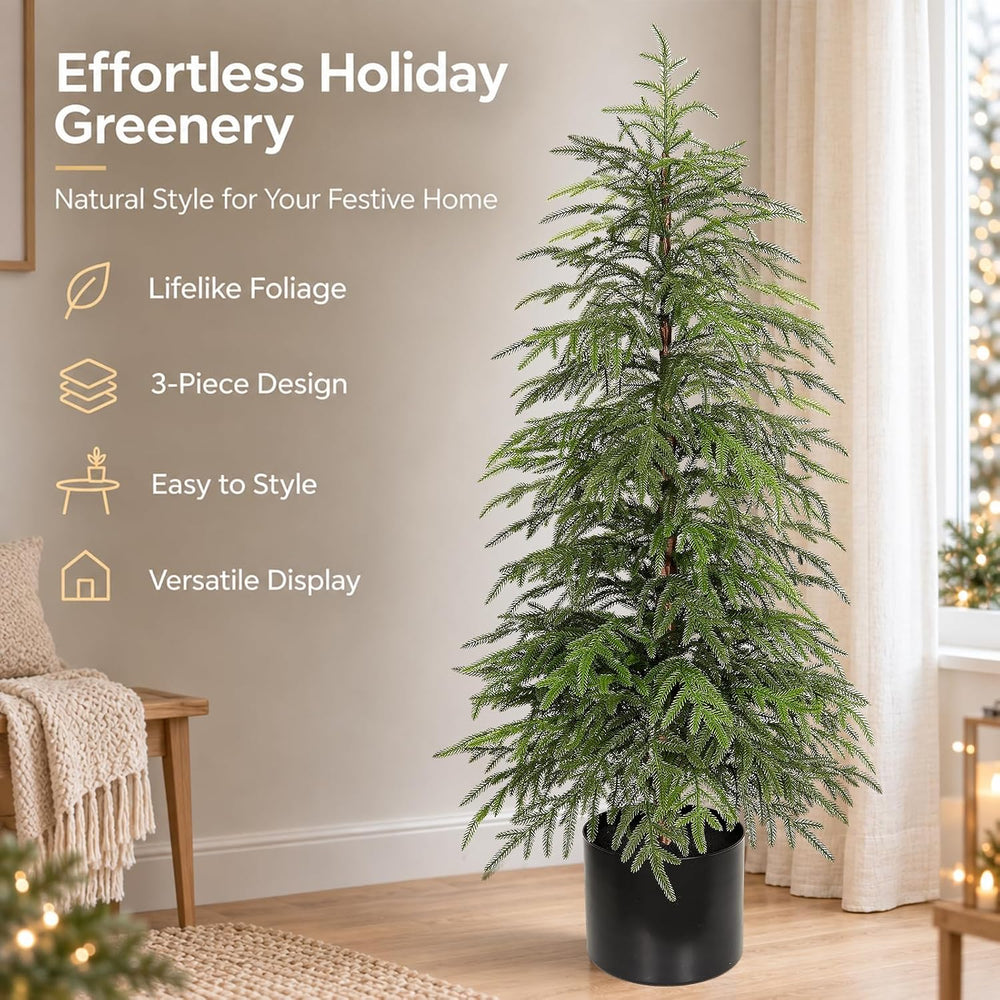 4FT Norfolk Pine Christmas Tree 2Pack, Soft Touch Potted Artificial Trees