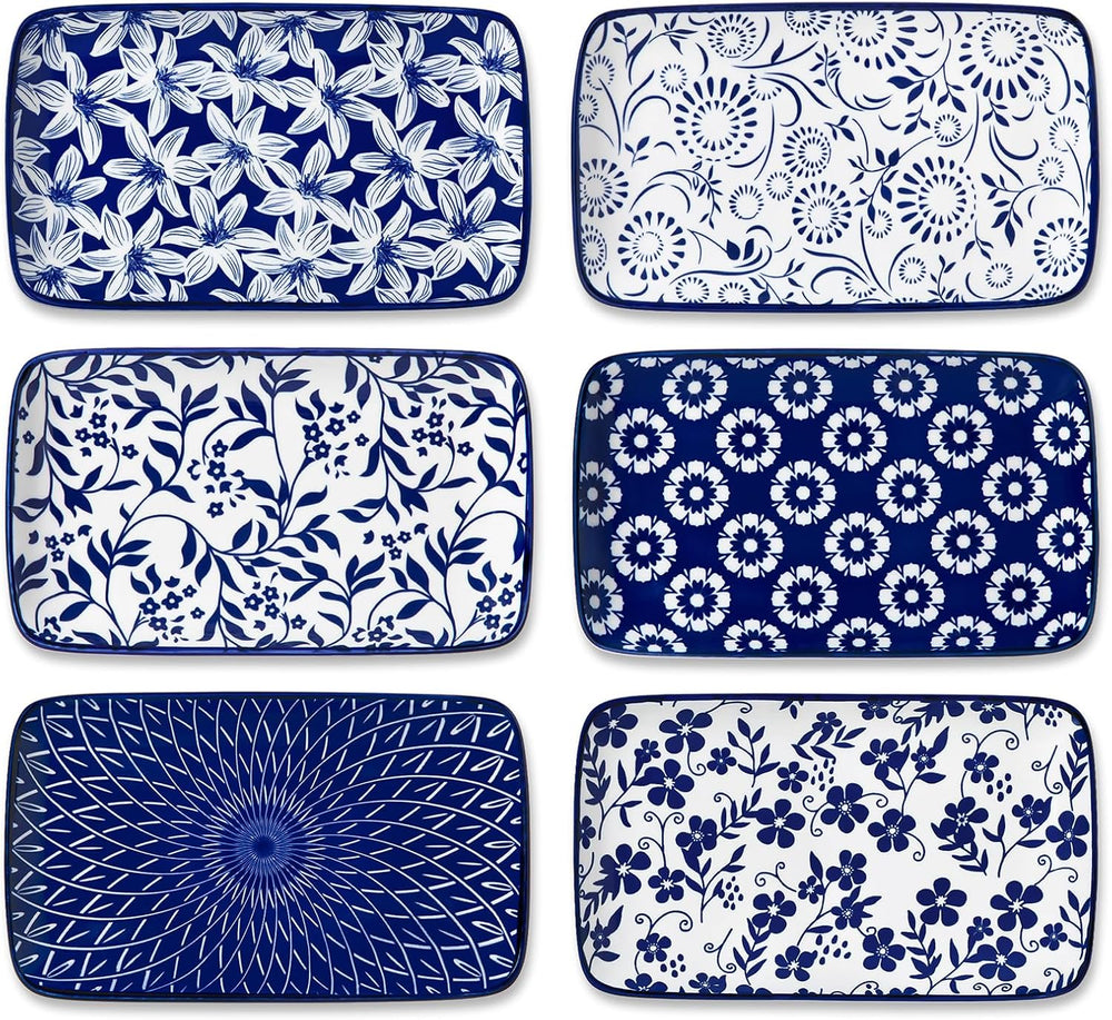 vancasso Selene Rectangular Salad Plates 8.5"x5.1"Inch, Set of 6