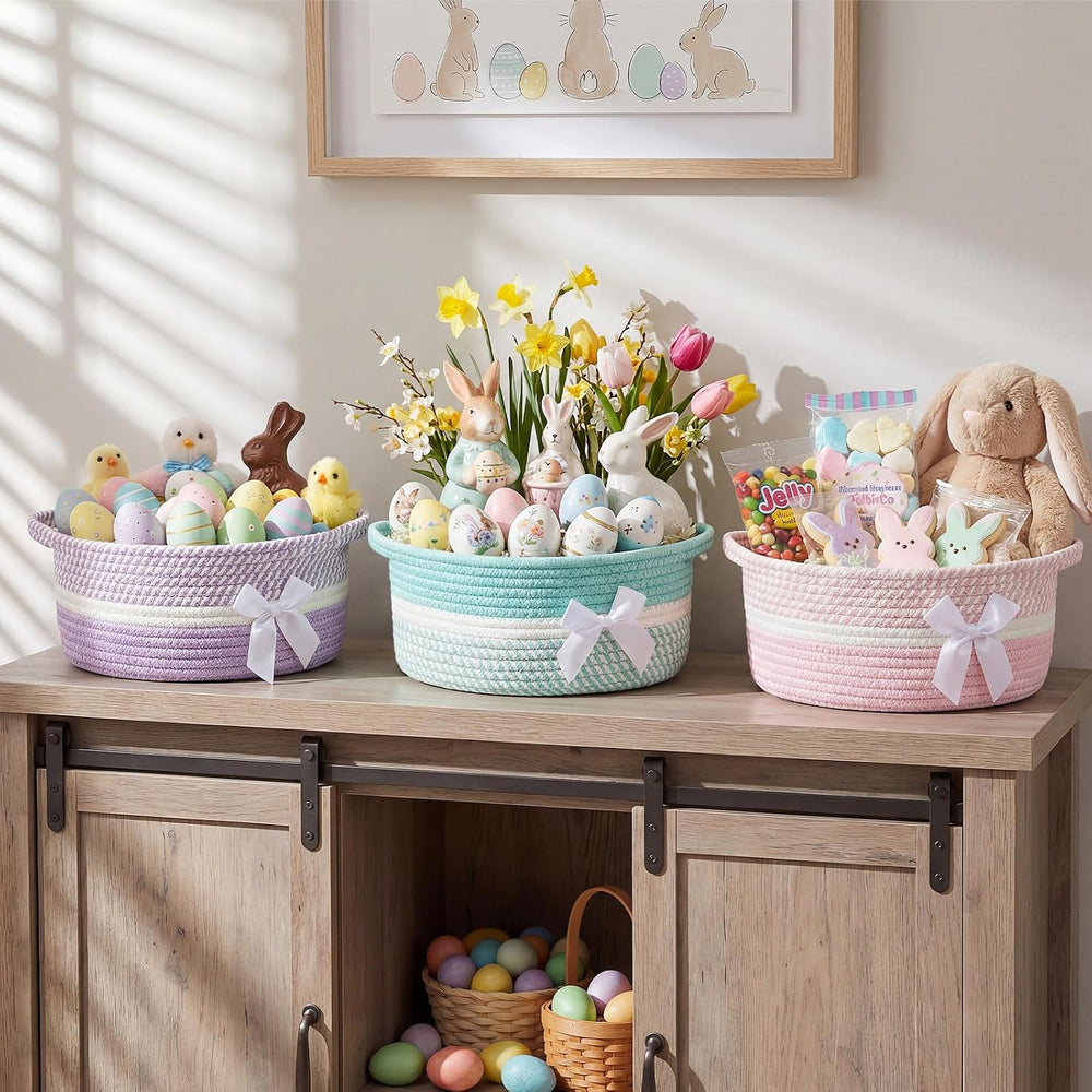 Colingmill 3 Pack Small Empty Gift Baskets, Pastel