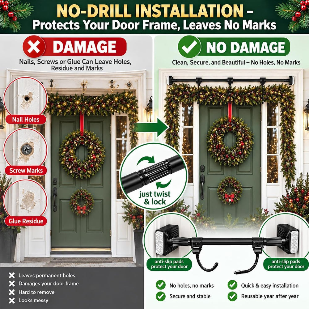 Garland Hanger for Front Door, Large Adjustable Front Door Garland Hanger