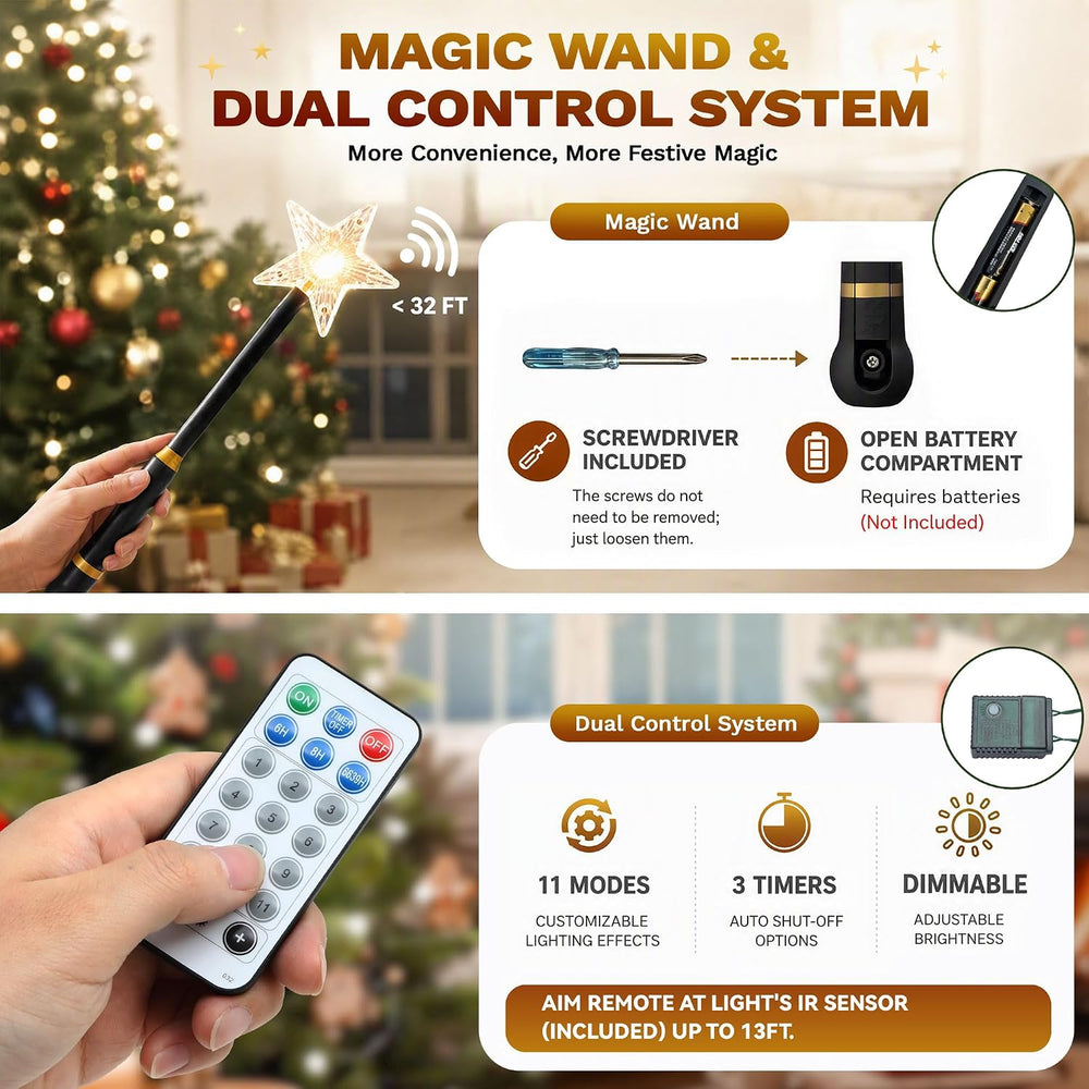YITAHOME 7.5FT Prelit Flocked Magic Christmas Tree with Wand & Remote