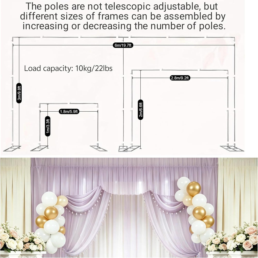 20x10FT Backdrop Stand Photo Pipe and Drape Background Stands Curtain Frame
