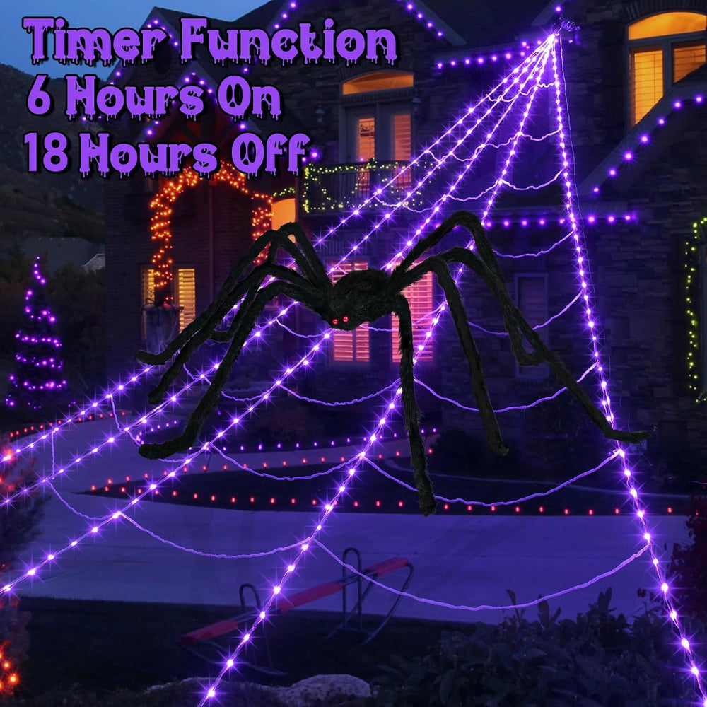 Halloween Spider Web Decoration 250 LED Halloween Decorations Outdoor