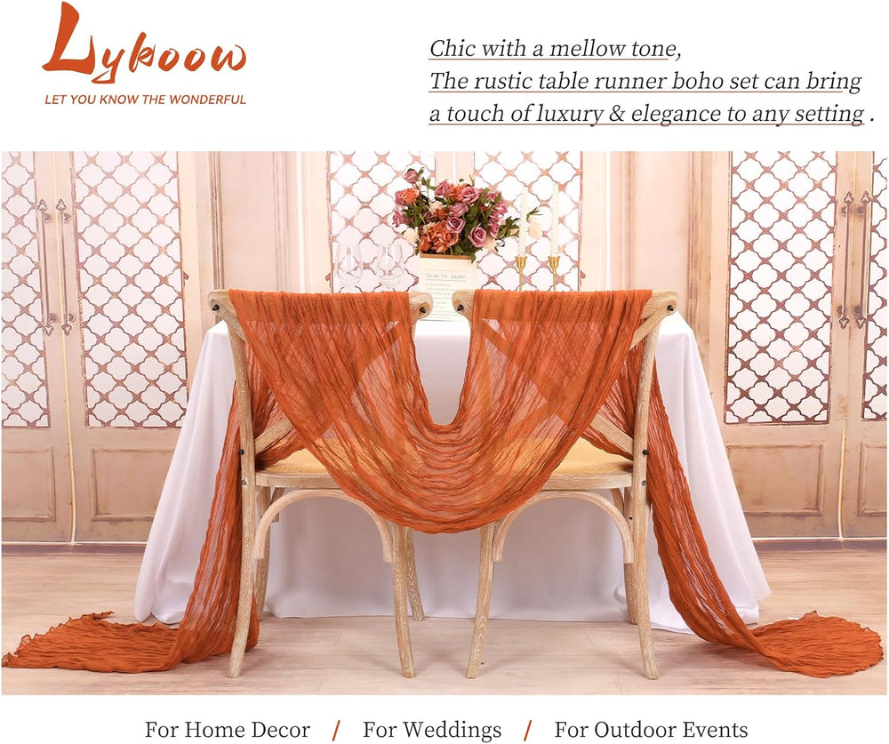 24 Packs Orange Table Runner, Charming Cheesecloth Table Runner 17 x 108inch,...