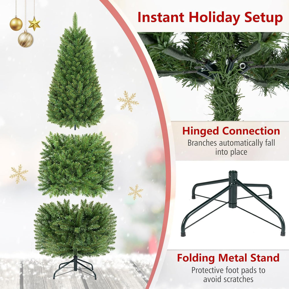 Goplus 7ft Pre-Lit Pencil Christmas Tree with 350 Warm White LED Lights
