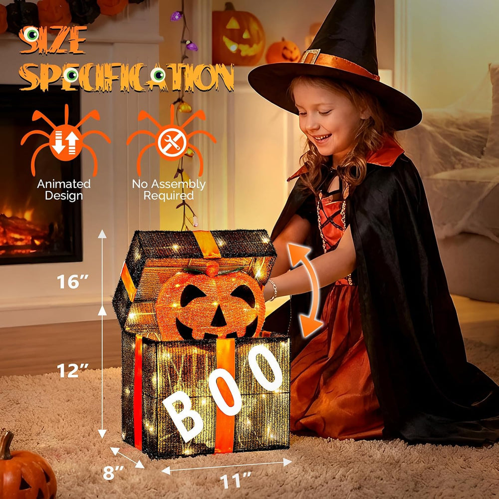 VINGLI Cute Halloween Decorations Outdoor, Animated Pumpkin Decorations Gift ...