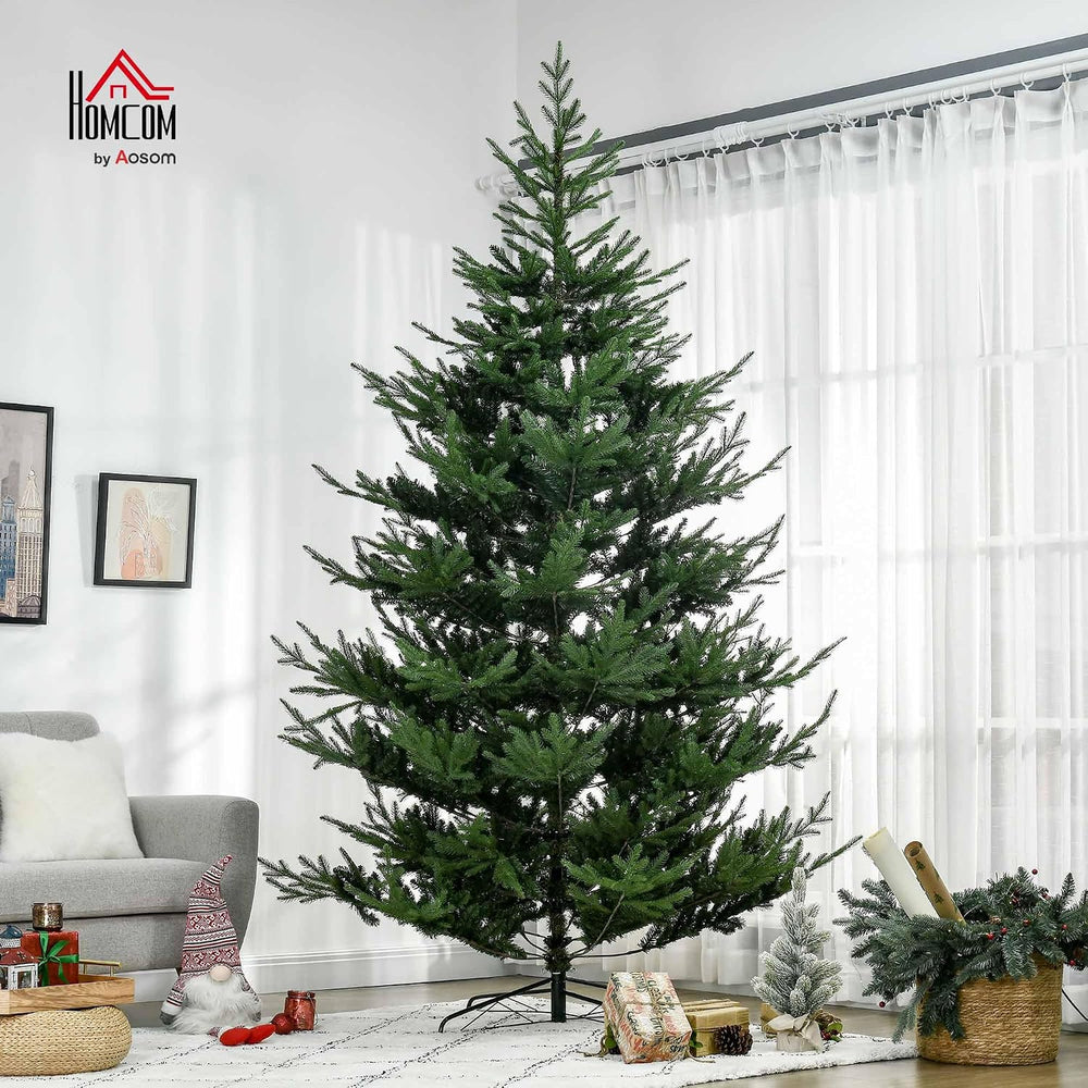 HOMCOM 9 Foot Artificial Christmas Tree, Pine Hinged Xmas Tree with 1939 Real...