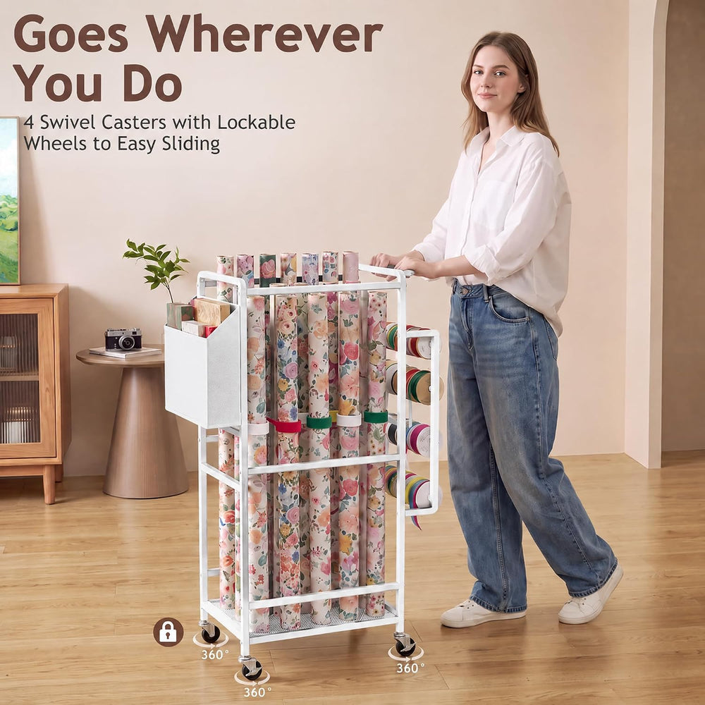 Nyamofly Wrapping Paper Storage Cart, Wrapping paper organizer storage