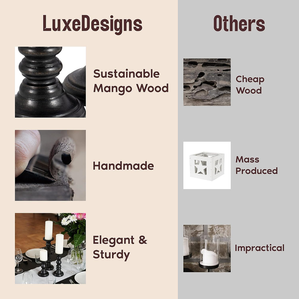 Large Candle Holders for Pillar Candles - Decorative Rustic Centerpiece Pilla...