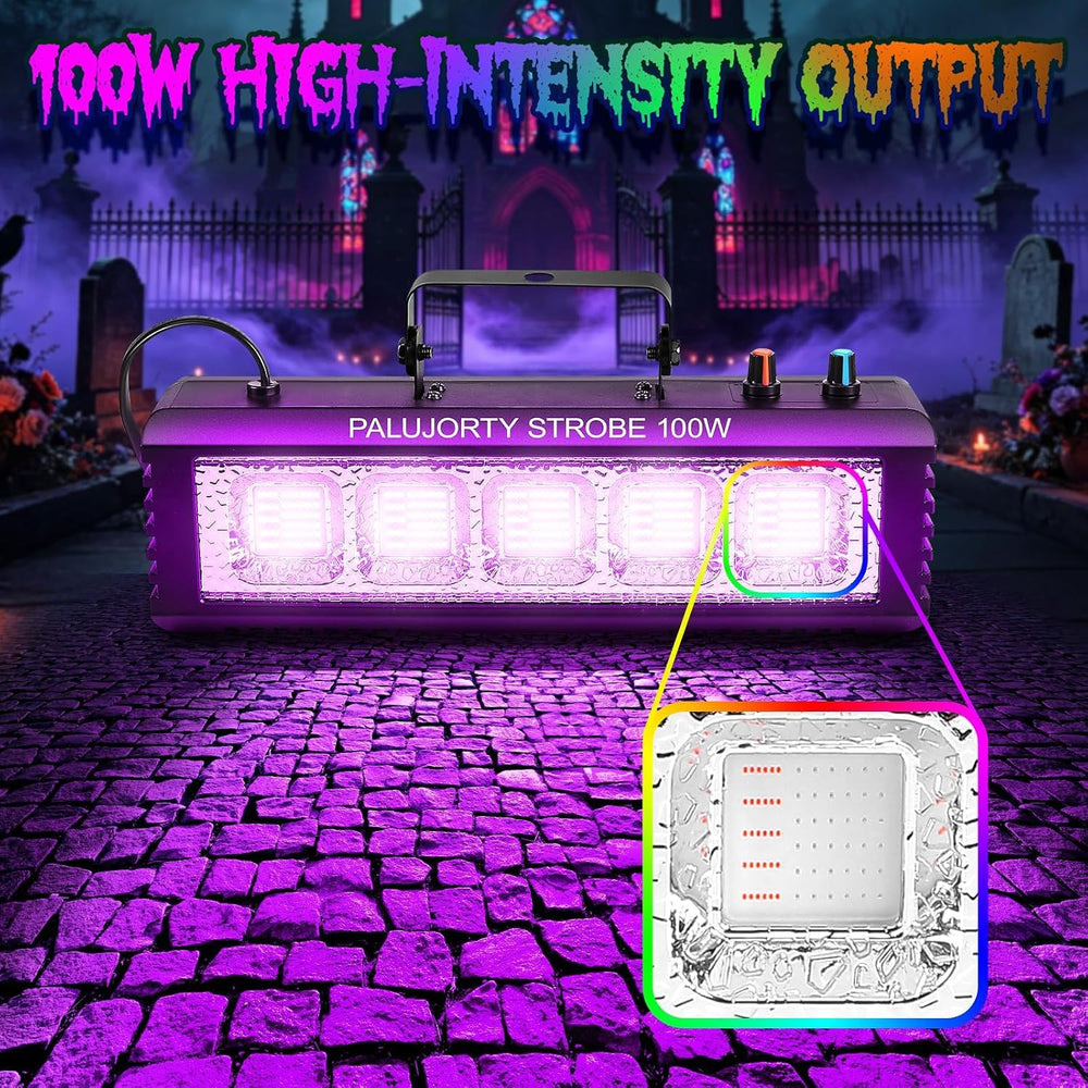 Strobe Lights 100W with Remote, Sound Activated, Multi-Color, Speed Control