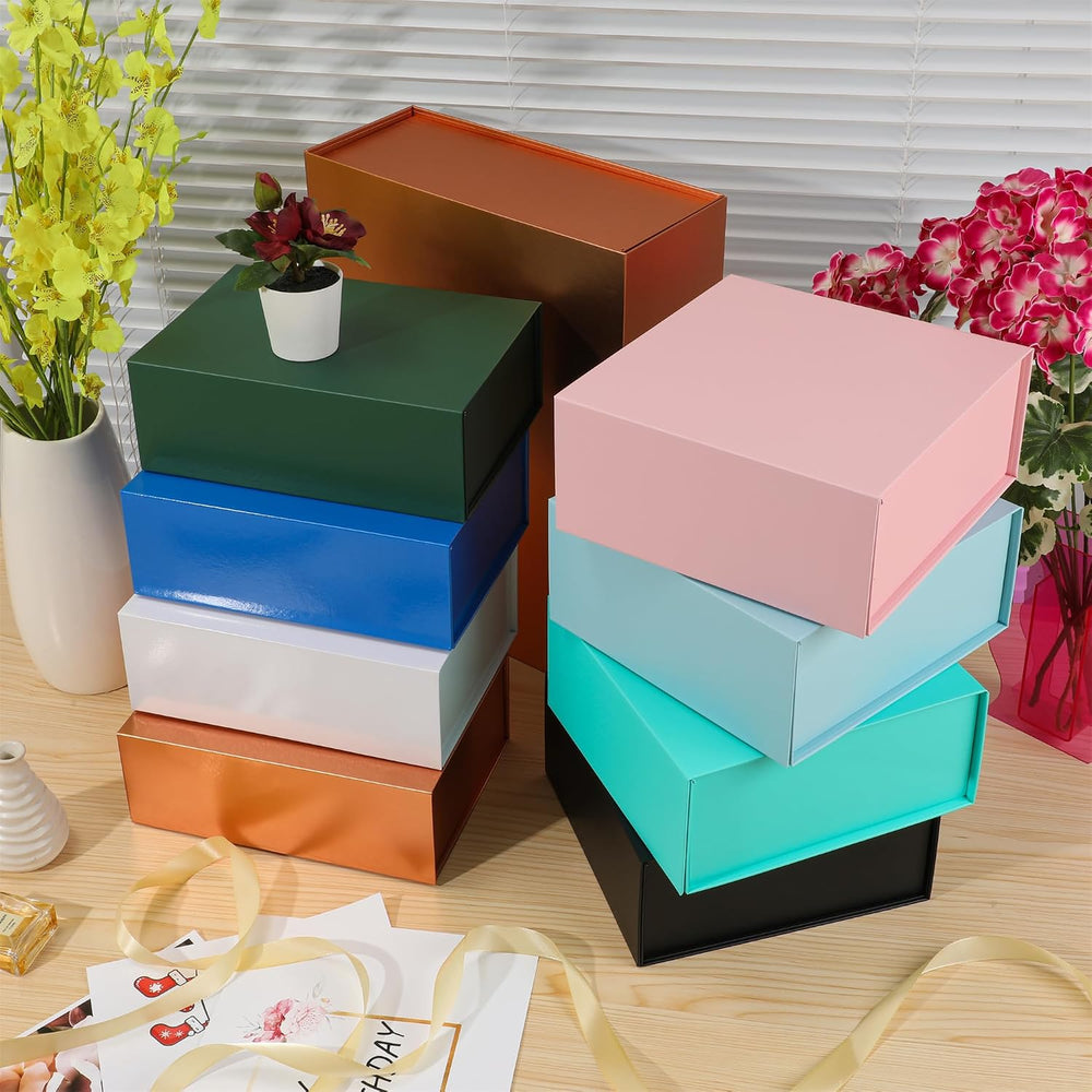 6 Pack Black Gift Boxes With Lids,9x9x4 Inch Bridesmaid Proposal Box And Prin...