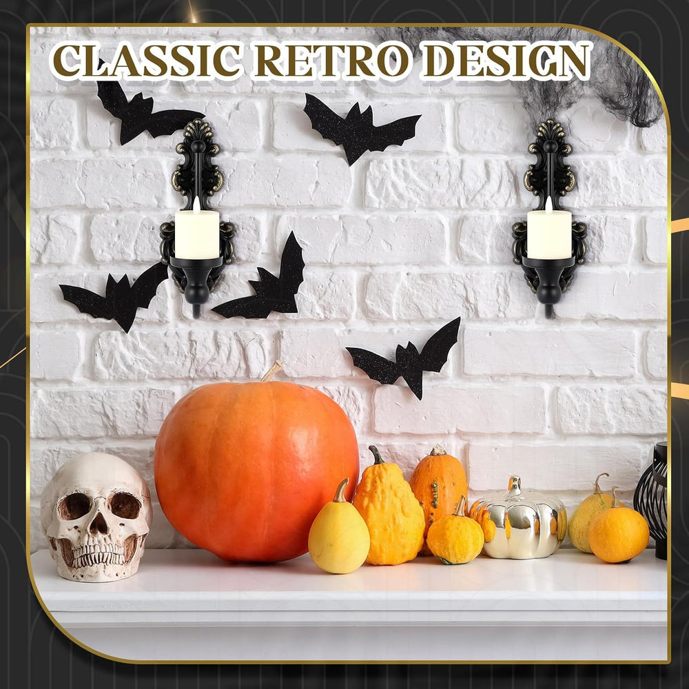 Ziliny Set of 2 Wall Sconce Candle Holder Black Gothic