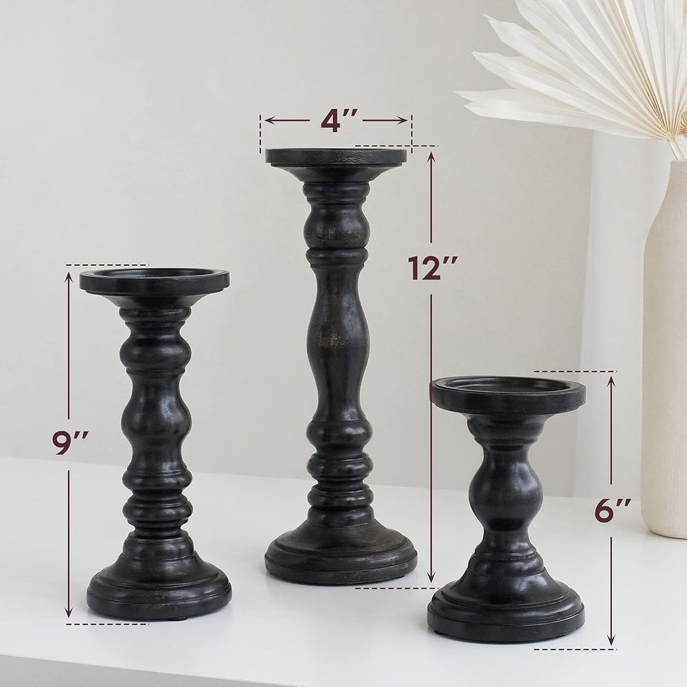 Large Candle Holders for Pillar Candles - Decorative Rustic Centerpiece Pilla...