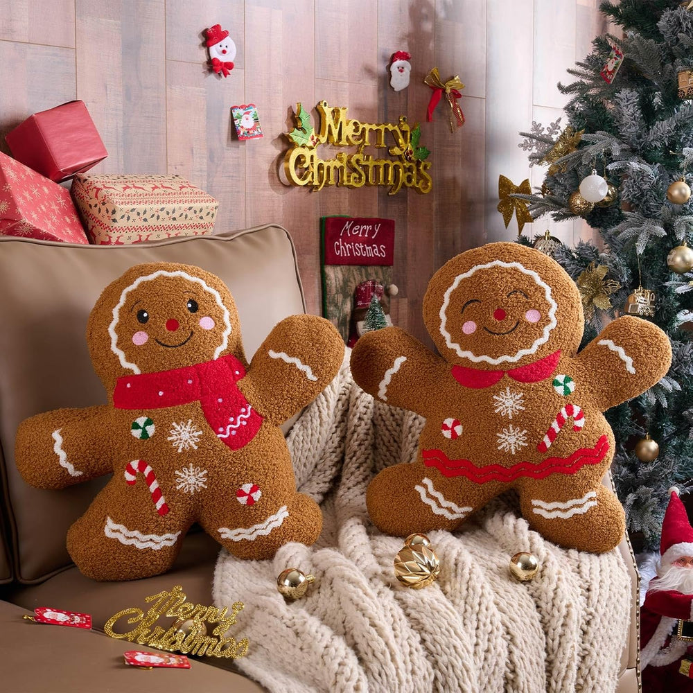 Lanpn Christmas Gingerbread Man Pillows Set of 2, Christmas Decoration Winter...