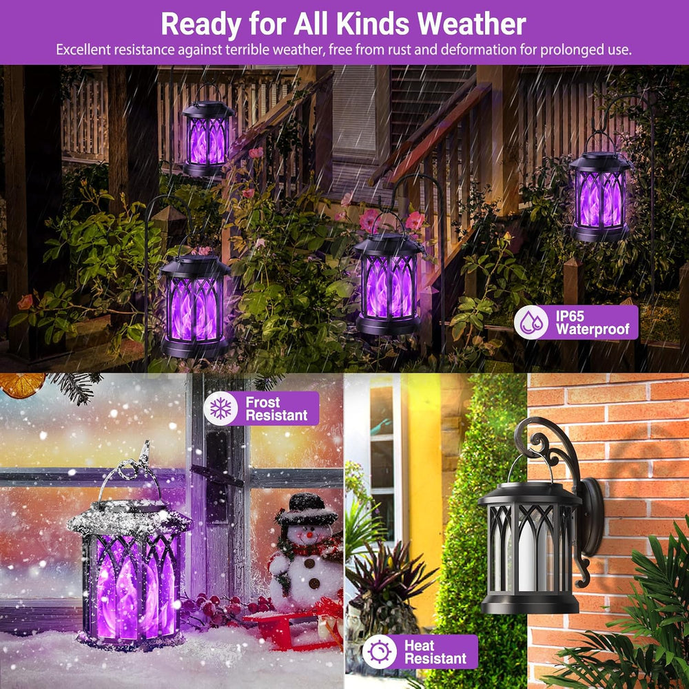 KOOPER 4 Pack Solar Lantern Outdoor Lights, Upgraded Flickering Flame Solar L...