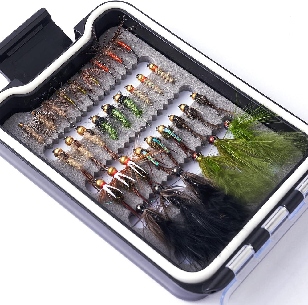 BASSDASH Fly Fishing Flies Kit Fly Assortment Trout Bass Fishing with Fly Box...