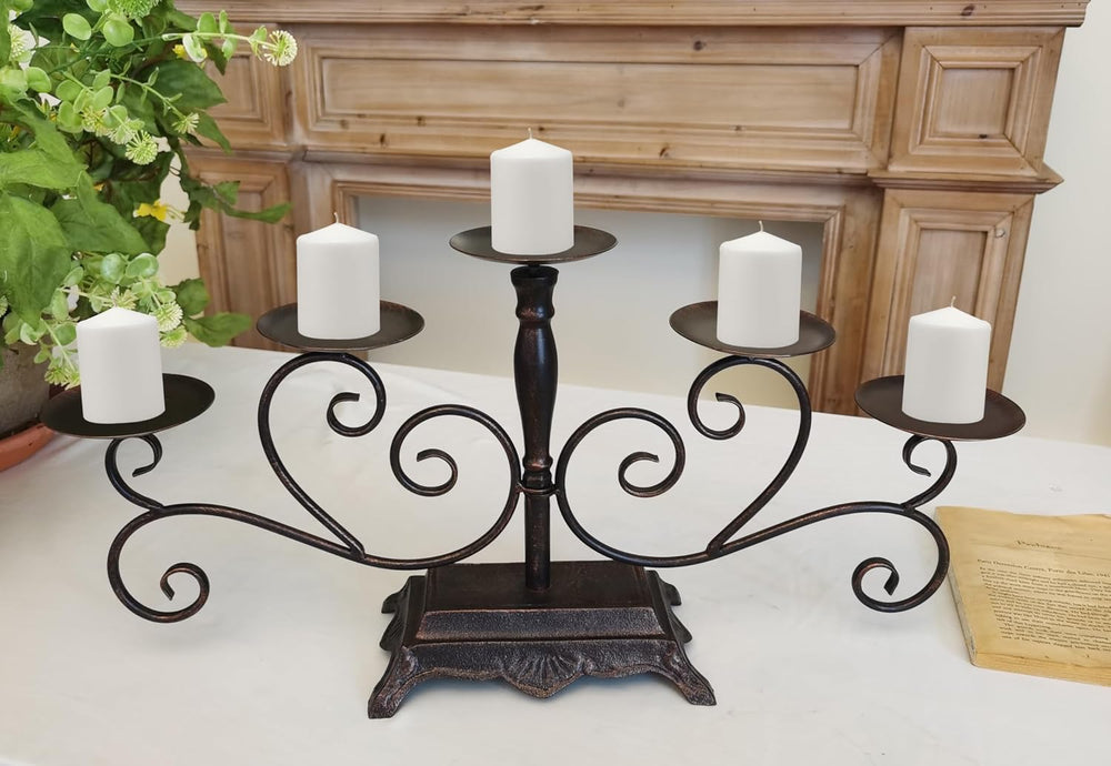Fireplace Candle Holder 5 Candelabra for Pillar Candles Black Candle Stand - ...