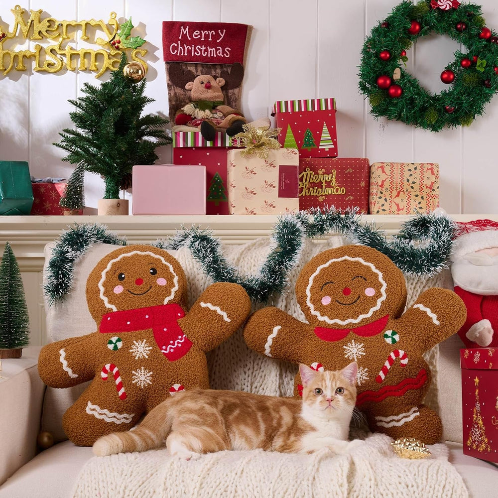 Lanpn Christmas Gingerbread Man Pillows Set of 2, Christmas Decoration Winter...