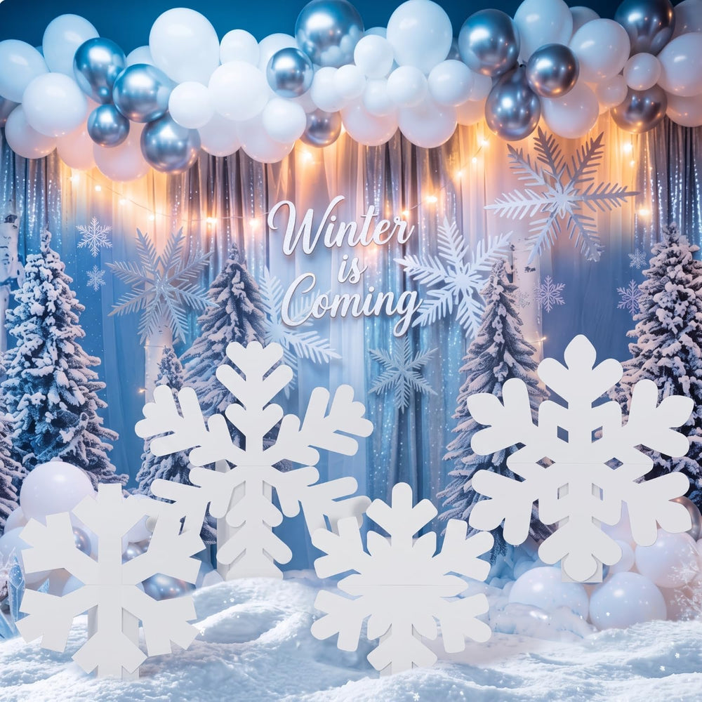 4 Pcs Christmas Snowflake Party Decor Winter Standing Cutout