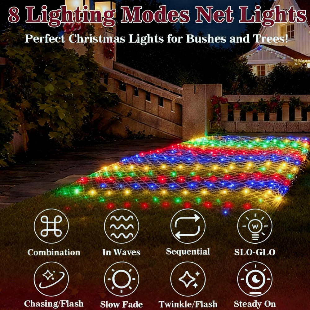 HYH Christmas Net Bush Lights 360 LED 12FTx5FT Multicolored Outdoor Mesh