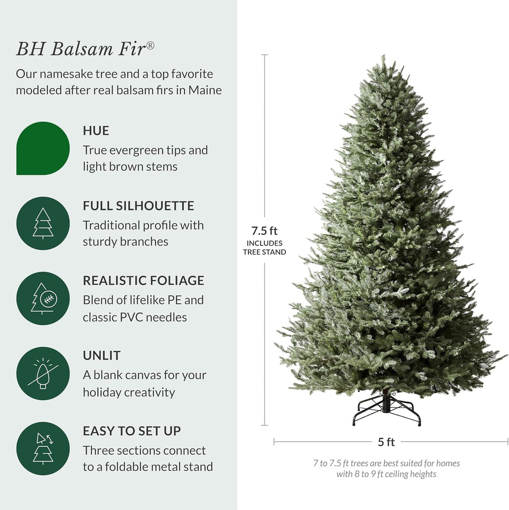 Balsam Hill BH Balsam Fir Full Tree - Realistic Artificial Christmas Tree wit...