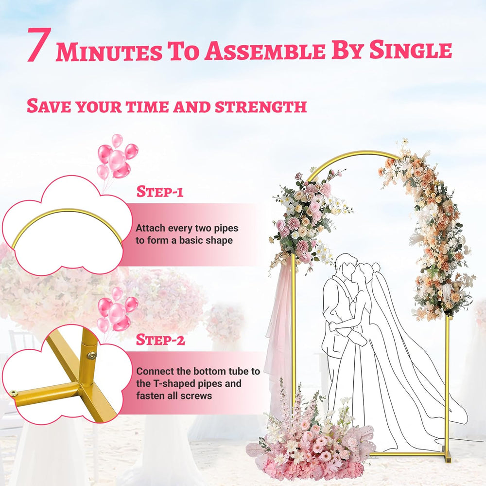 6.6FT Arch Backdrop Stand, Gold Metal Arch Stand for Wedding