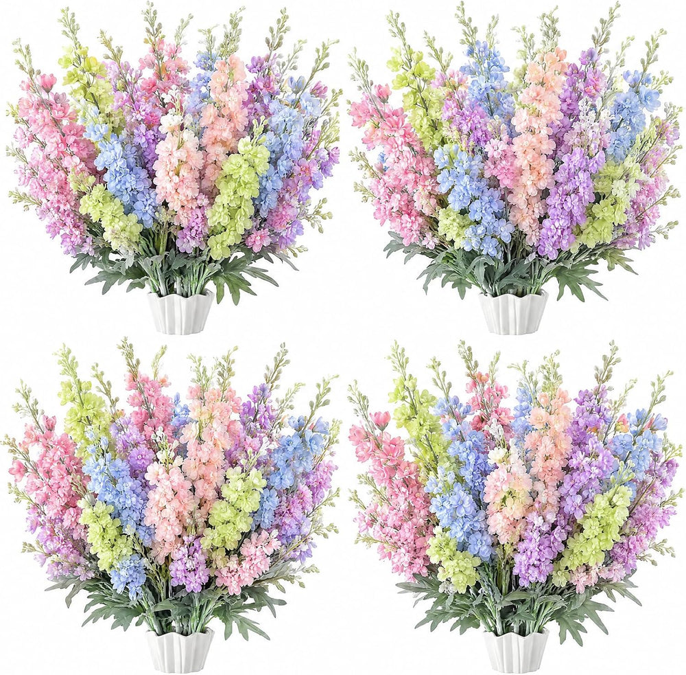 50 Pcs Pastel Delphinium Artificial Flower Bulk, 34.25"
