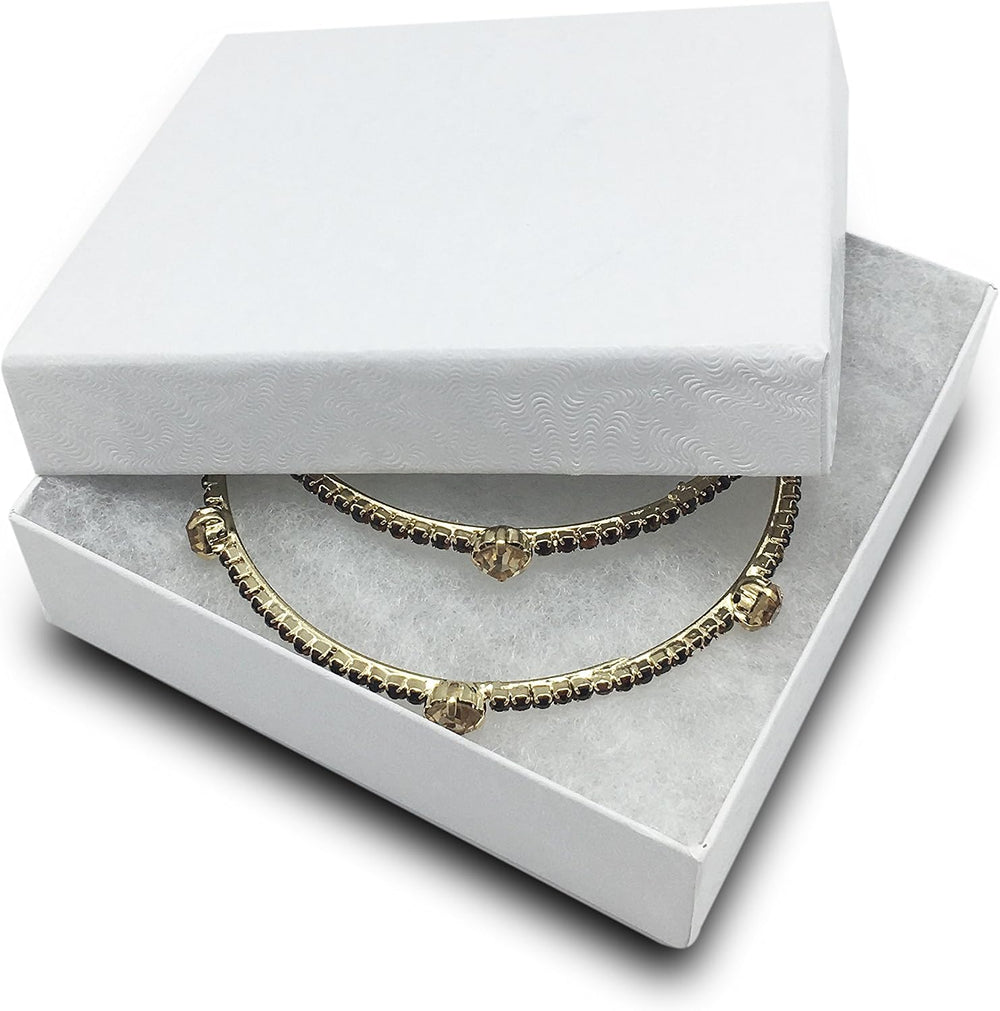 TheDisplayGuys 25 Cardboard Jewelry Gift Boxes with Inserts - White Swirl