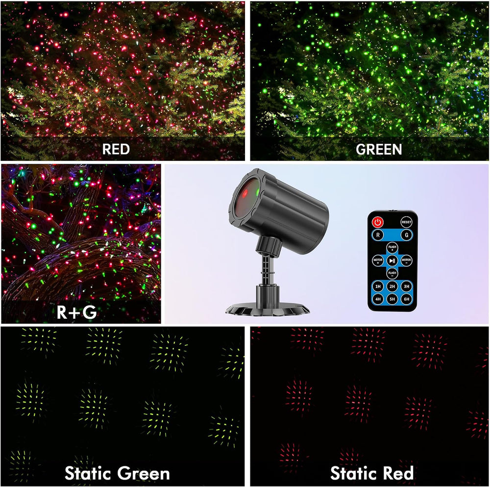 Christmas Projector Lights Outdoor, Red & Green Stars Decorations