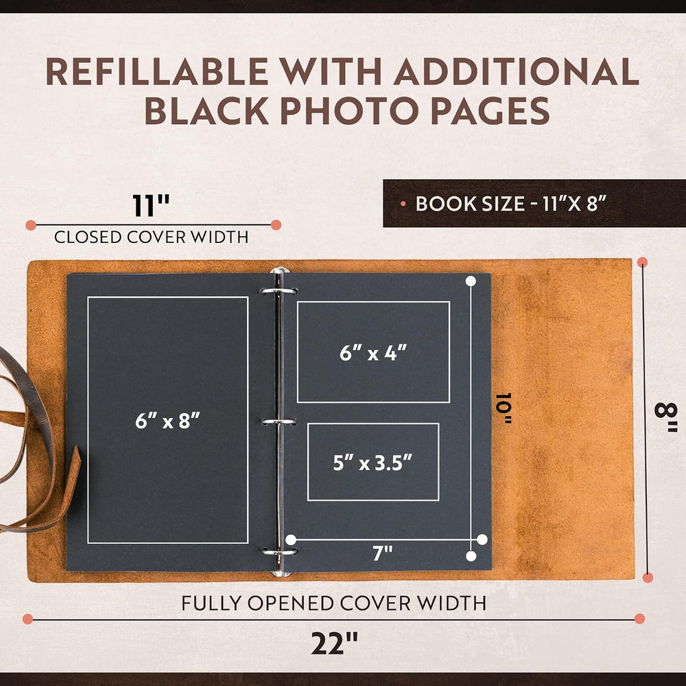 Moonster Leather Photo Album Scrapbook – Full-Grain Buffalo Leather
