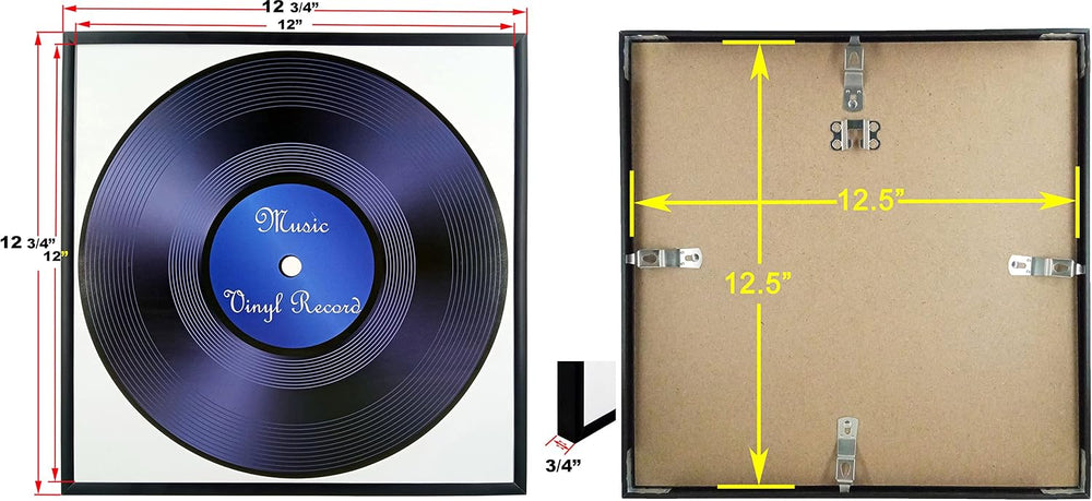 4 Pack Black Aluminum Vinyl Record Frame 12.5x12.5 Inch