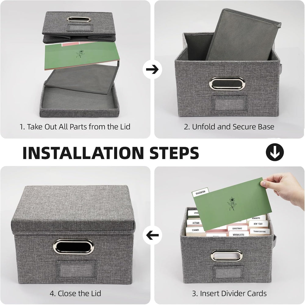 Greeting Card Box Set of 2, 10x7.8 in Linen Grey