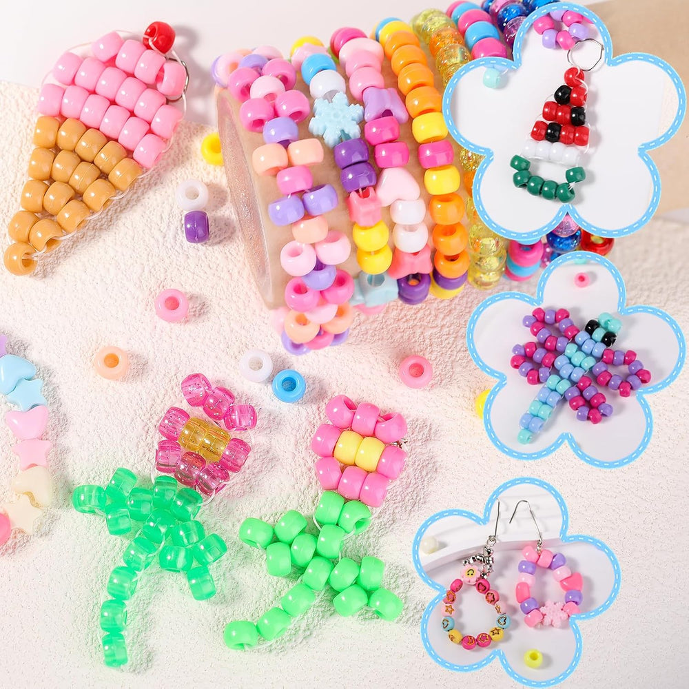 Pony Beads Bulk, 12000+ pcs Plastic Assorted Bead for Bracelets Creating Craf...