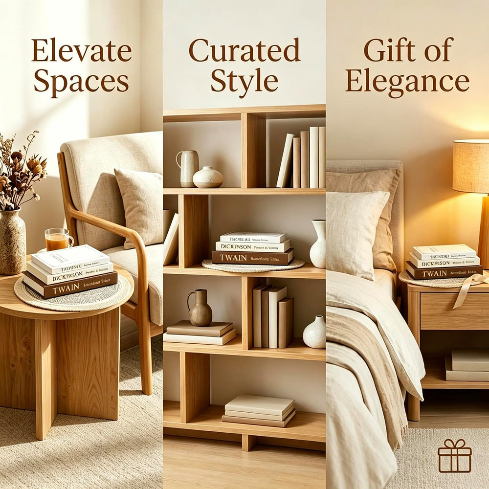 3Pcs Linen Faux Hollow Book Boxes,Home Decor Storage Gift,Brown-Beige-White